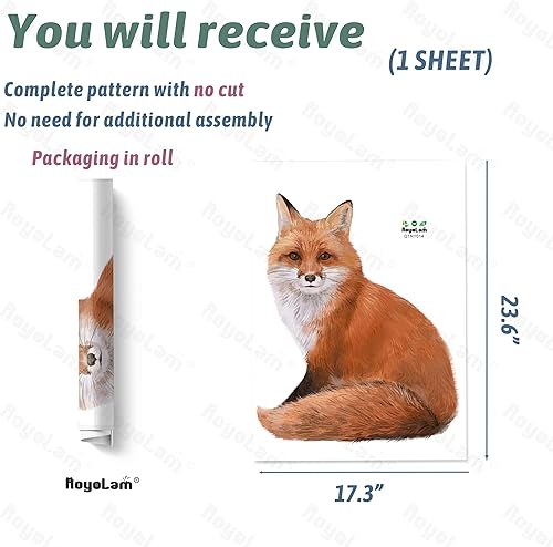 Miniatura 4 de Calcomanía de pared de zorro rojo sentado, para guardería, de animales, extraíble, despegar y pegar, impermeable, decoración de pared para niños,