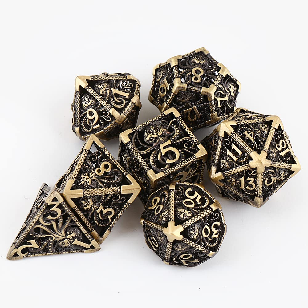 Kości 7 szt. Zestaw kostek z czystej miedzi DND, kości Cthulhu używane do gier RPG w lochach i smokach, zestaw kości (rozmiar: 389)