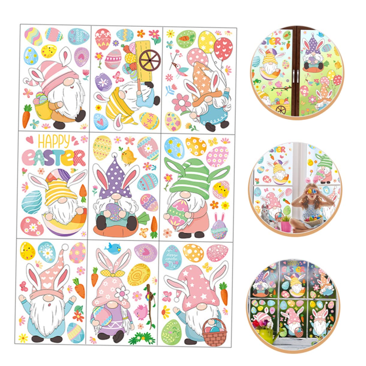MAGICLULU 5 Sätze Wandtattoo Ostern Ei Zwerge Häschen Fensterfolie Cartoon-kaninchen Haften Festival-fensteraufkleber Film Füllstoffe Fenster Kaninchen Aufkleber Glasaufkleber Zu Ostern Pvc