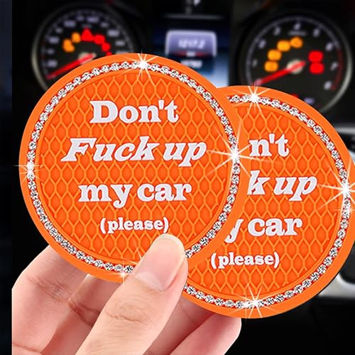 Miniatura 5 de Ziciner Paquete de 2 posavasos brillantes para automóvil y 1 funda para botón de inicio y parada, almohadilla de goma suave con diamantes de