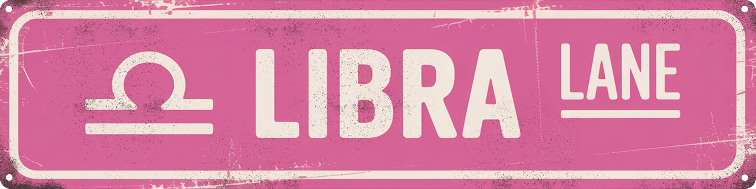 Libra Lane Funny Rustic Astrology Lovers Constellation Pink Wall Metal Tin Signs Decor 4x16 in