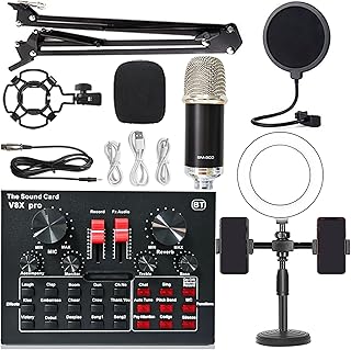 SLIMPC Mobile Phone Live Sound Card Equipment V8 Live Sound Card Set Condenser Microphone Mobile Phone Bracket Live Broadcast Full Set Of Equipment (Color : 3)