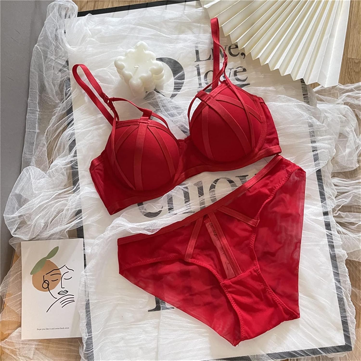 ANMUR Sexy Bra and Panty Sets for Women Push Up 2 Piece Underwire Matching Lingerie