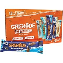 Grenade High Protein, Low Sugar Bar - Fan Favourites Selection Box Protein Bars, 10 x 60 g Packaging May Vary