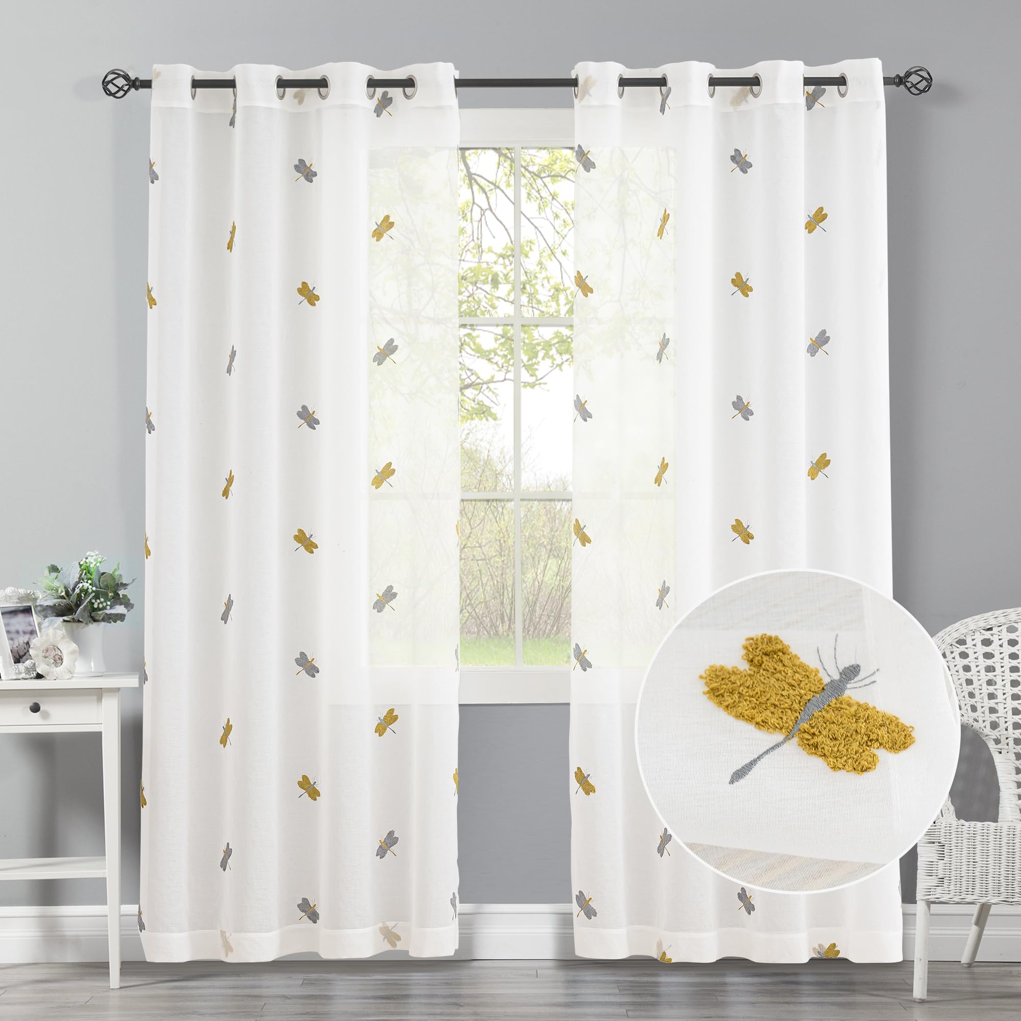Aazon.co: CUCRAF Sheer Curtains Panels For Living Roo Bedroo Sei