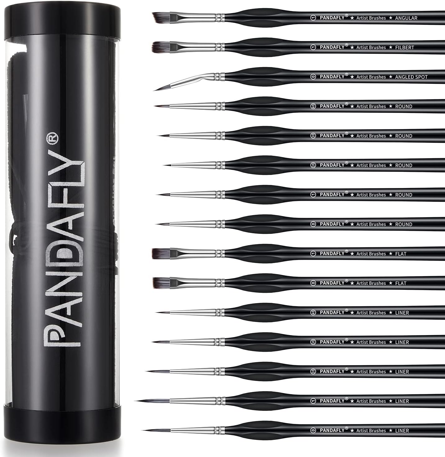 PANDAFLY Detail Paint Brushes Set, 15pcs Miniature Paint Brushes for Fine Detailing & Art Painting - Acrylic, Watercolor, Oil, Models, Face, Nail, Craft, Models, Warhammer 40k