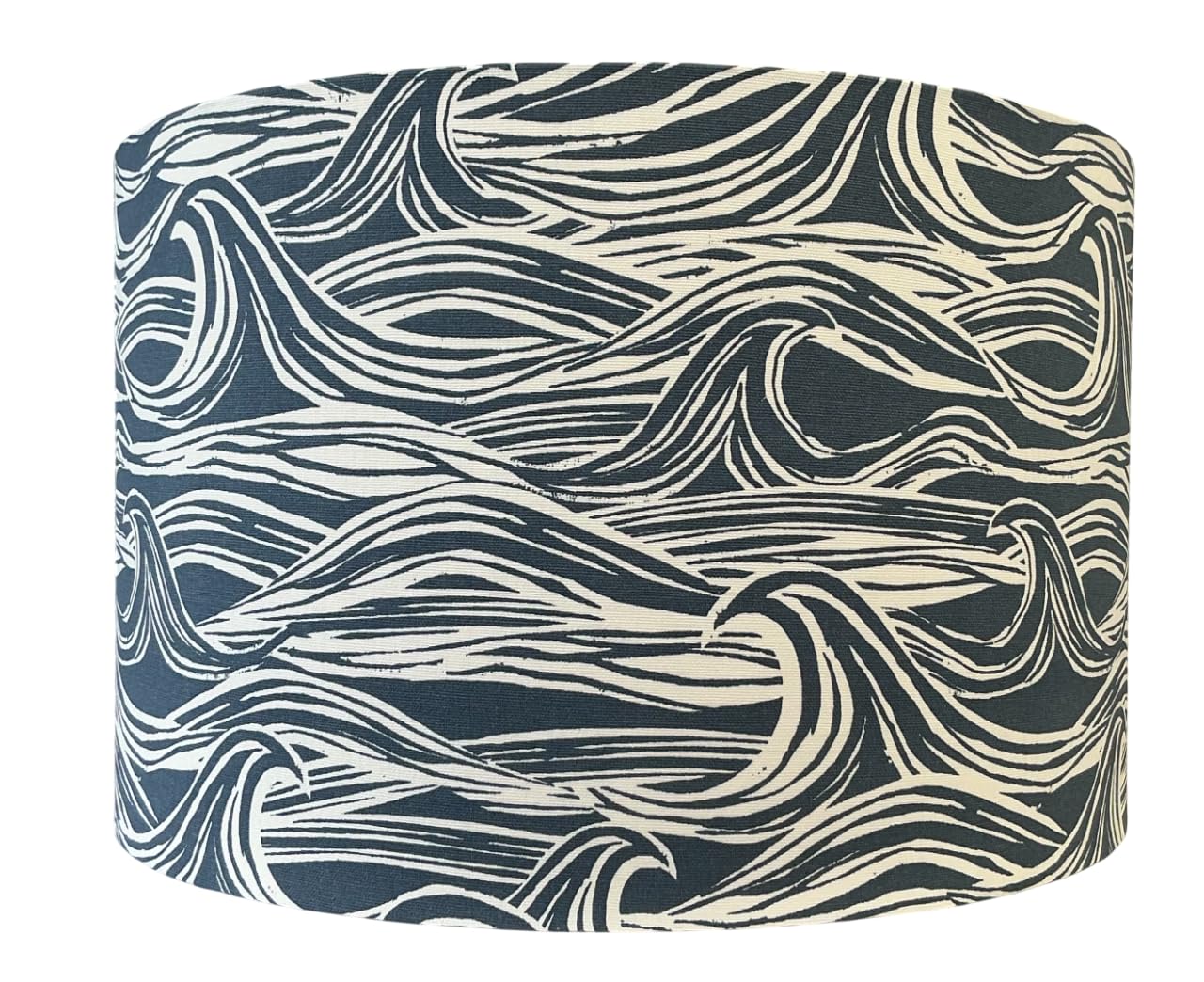 Navy Wave Lampshade with Ceiling Shade Option Coastal Blue White Ocean Pattern