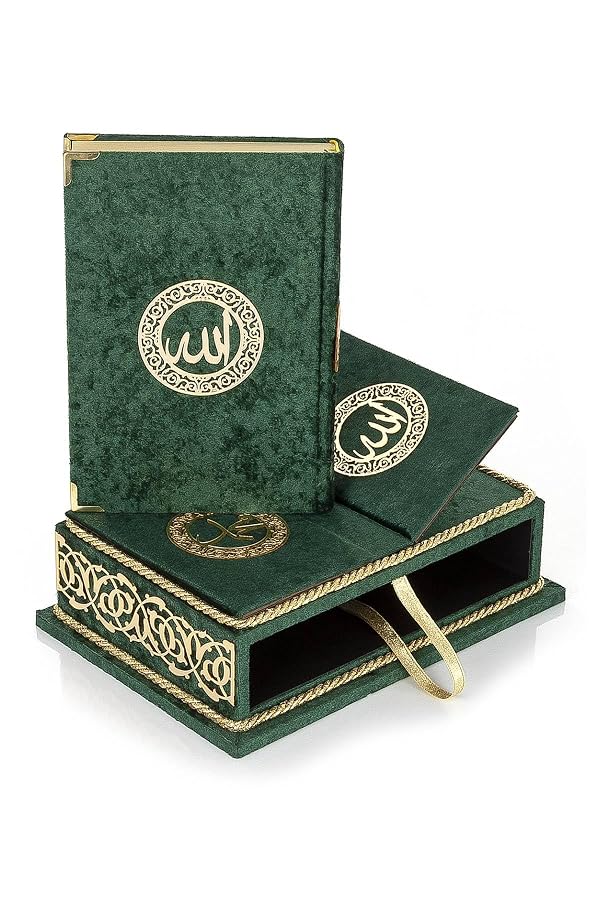 ihvan online, The Holy Arabic Quran Gift Set, Book Stand Holder, Desktop Quran Holder, Rehal, Velvet Covered Chest Rihal, Decorative Islamic Gifts for Muslims, Green by ihvan online - Image 4