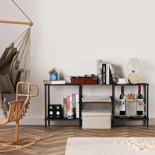 Miniatura 7 de Soportes de TV para sala de estar, soporte de TV de 50 pulgadas con toma de corriente, centro de entretenimiento con almacenamiento, mesa consola de