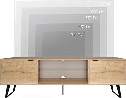 Miniatura 8 de Atelier Mobili - Soporte de TV moderno de mediados de siglo de 75 pulgadas, centro de entretenimiento de granja con almacenamiento, mueble de TV