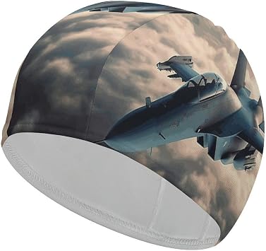 Aircraft Fighter Jets Swim Caps High Elasticity Swimming Cap Training and Recreational Swimming Hat Waterproof Swim Hats
