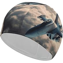 Aircraft Fighter Jets Swim Caps High Elasticity Swimming Cap Training and Recreational Swimming Hat Waterproof Swim Hats