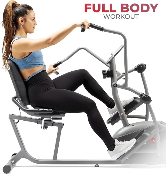 Sunny Health & Fitness Smart Recumbent Bike, Full-Body Home Training with Arm/Leg Exercisers, Indoor Cycling Workout Machine Plus Adjustable Seat & Bulit-in Pulse Sensors, Free SunnyFit App Connection - 4