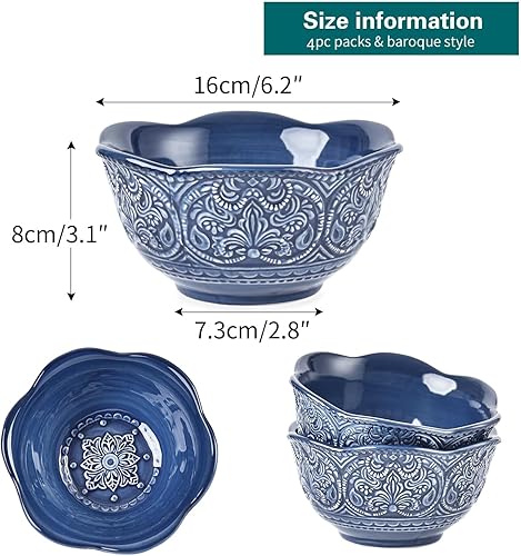 Miniatura 6 de Sungmor Juego de vajilla barroca de porcelana de estilo antiguo, juego de 2 cuencos de postre, cuencos de ensalada de 10 onzas, juegos de cuencos de
