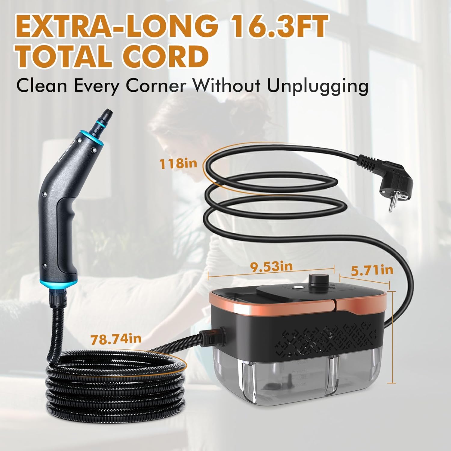 Handheld Steam Cleaner for Home,15s Heat-Up 42.27oz Tank,2500W Portable Steamer for... - Image 7