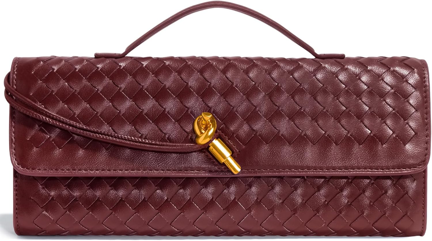 Woven Clutch Purses for Women, Formal Satchel Leather Evening Bag Shoulder Handbag