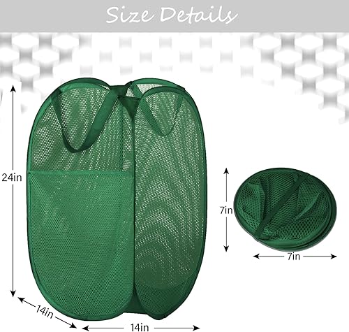 Miniatura 84 de BATTOO Cesta plegable de malla fuerte de lujo con bolsillo lateral plegable para lavandería, baño, habitación de los niños, dormitorio universitario