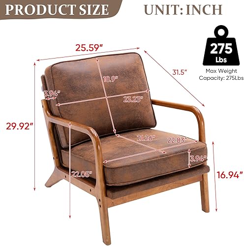 Miniatura 3 de Juego de 2 sillas decorativas modernas de mediados de siglo para sala de estar sillón de lectura para dormitorio sillas de Sala con marco de madera