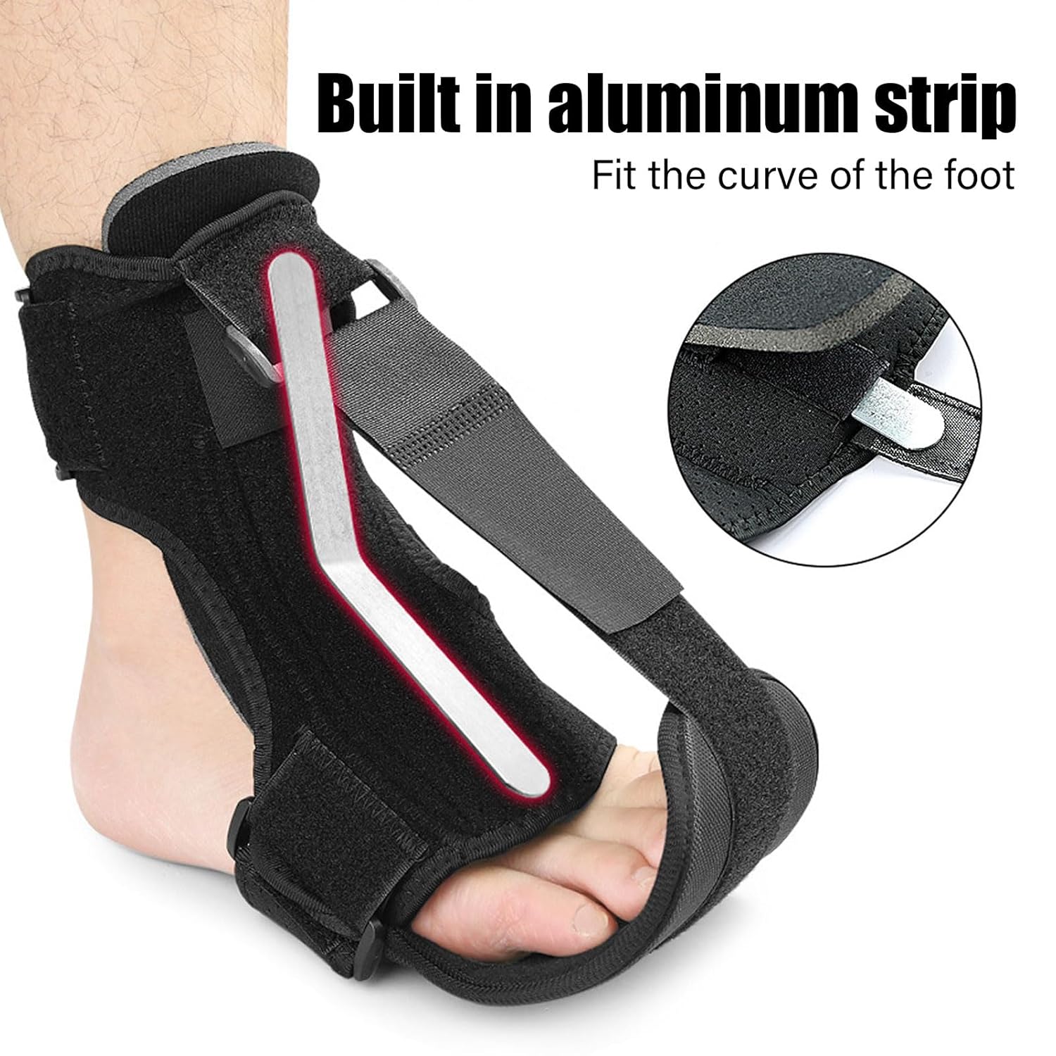 Plantar Fasciitis Night Splint, Foot Drop Brace Adjustable Dorsiflexion With Ankle Brace Relief For Heel Spurs Achilles Tendonitis Ultra Light Sleep Friendly Design (Black, Medium) - Image 2