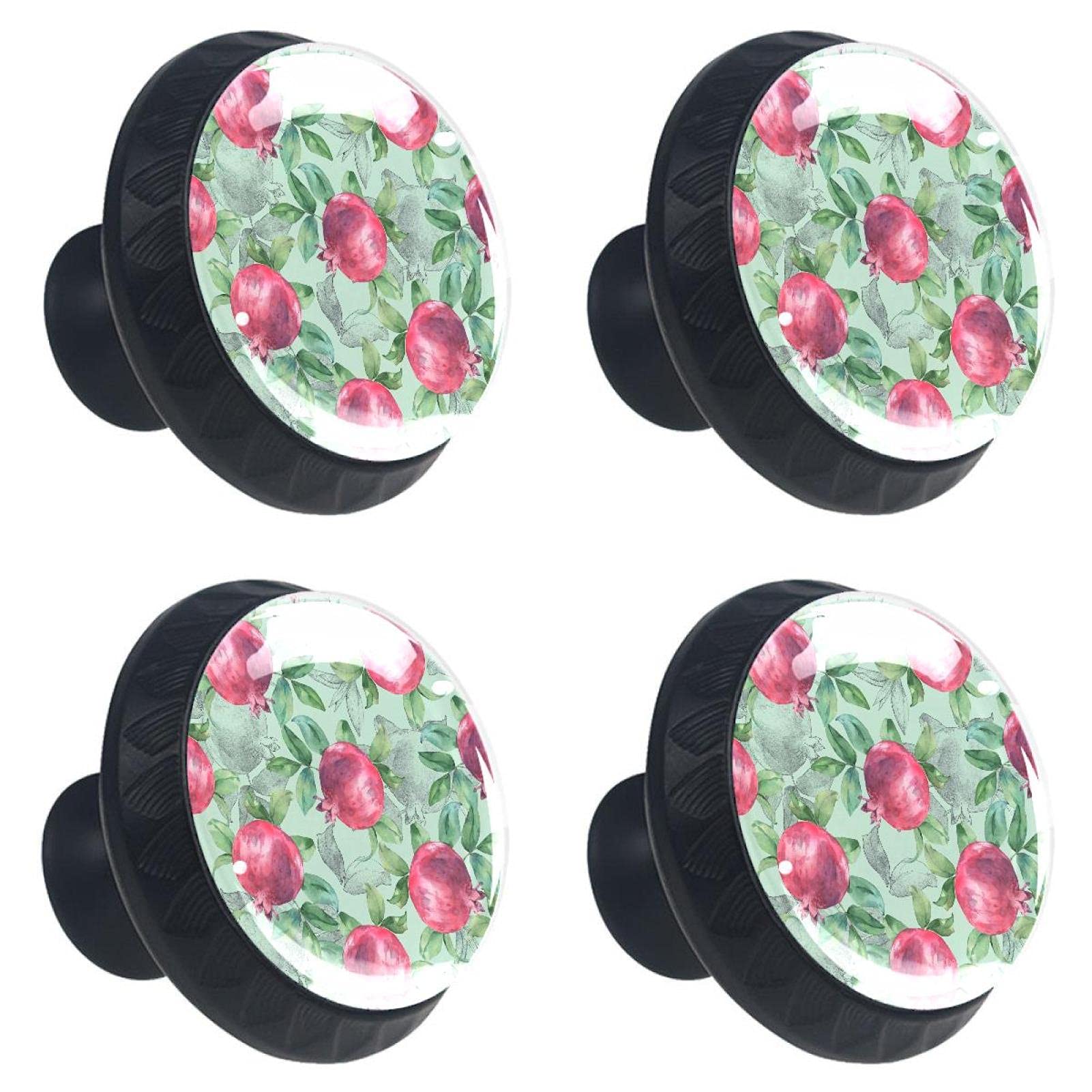 Vapokf Multi 4Pcs Pomegranate Cabinet Knobs 30Mm Round Crystal Glass Drawer Handles Pulls With Screws For Kitchen Cupboard Wardrobe Closet Dresser, Home&Office