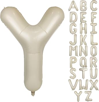 40 In Cream White Letter Y Balloons Big Alphabet Foil Word Balloon Beige Large Inflating Balloon Letters Sand Mylar Helium Custom Letter Balloon For Boys Girls Birthday Party Baby Shower Decoration Y