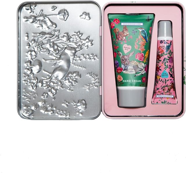 Vintage & Co Beauty X Nathalie LeteForest Folk Hand & Lip Tin Gift Set, 50ml Hand Cream & 10ml Lip Balm