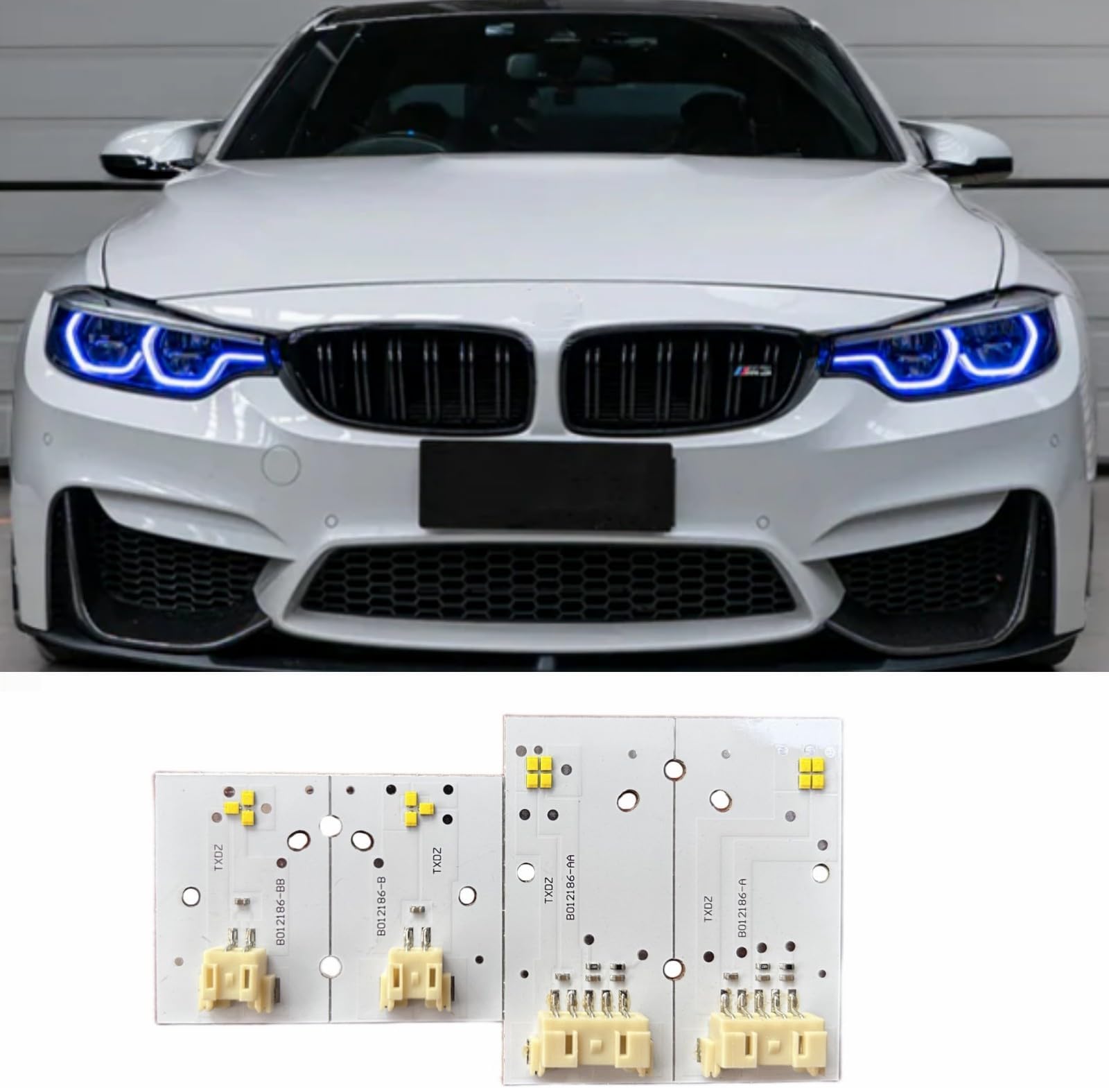 Yellow DRL Boards For 2018-2020 B-MW F80 M3 F32 F82 M4 F36 LCI 425d 430d 430dX 430i 430iX 435dX 440i 440iX Adaptive Headlight, Angel Eye, 63117493229, 63117493230 (Blue)