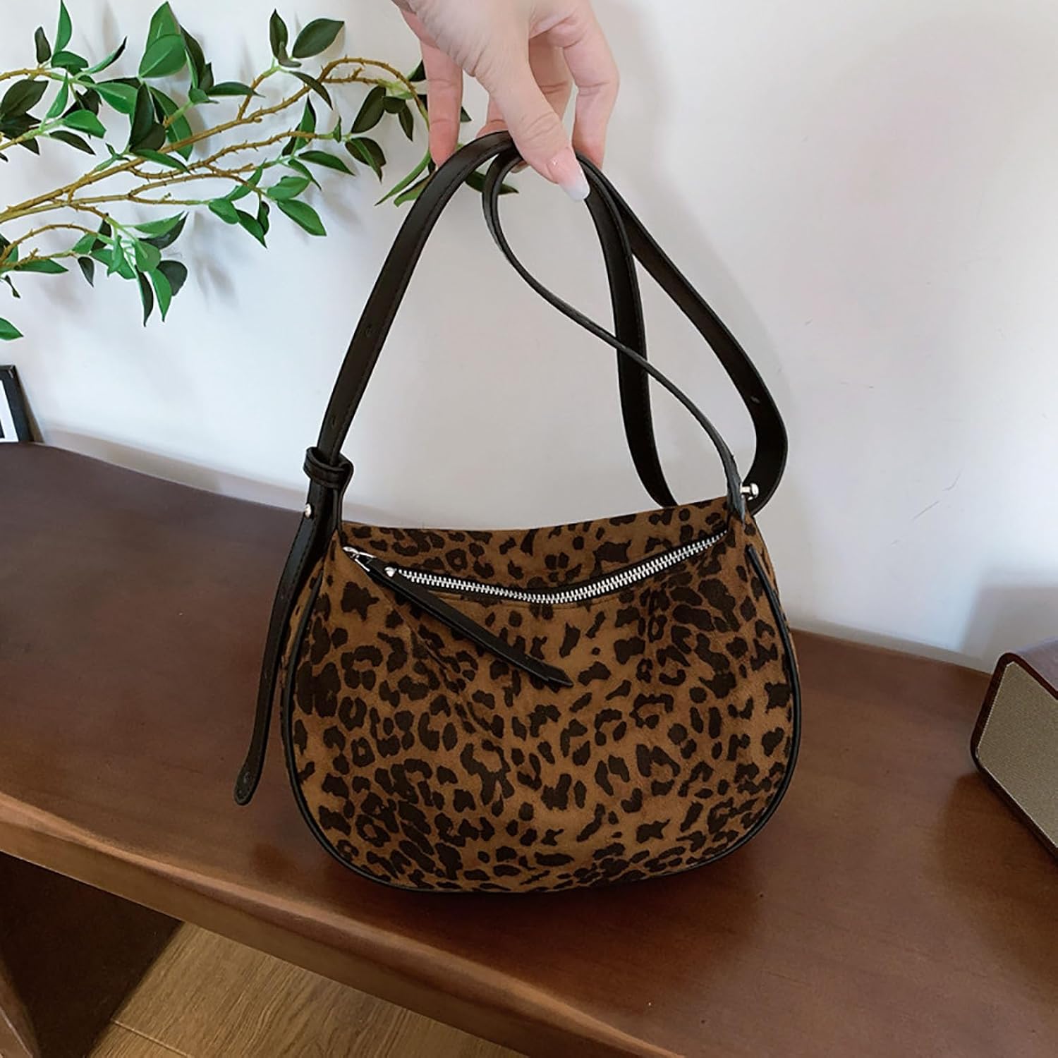 Leopard Print Shoulder Bags for Women Small Y2k Purses Mini Hobo Handbag Faux Leather Underarm Bag - Image 7
