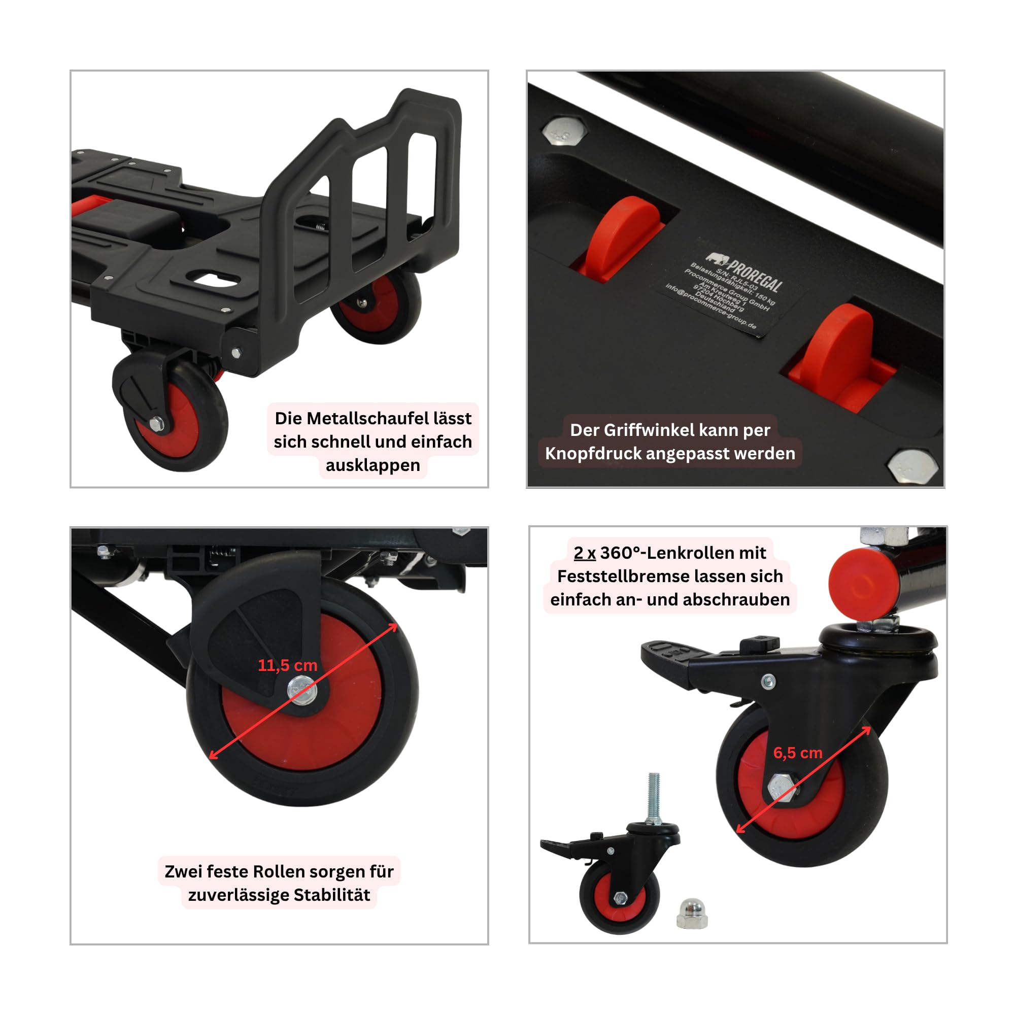 PROREGAL 2-in-1 Sackkarre & Plattformwagen klappbar Kodiak 150 kg Tragkraft
