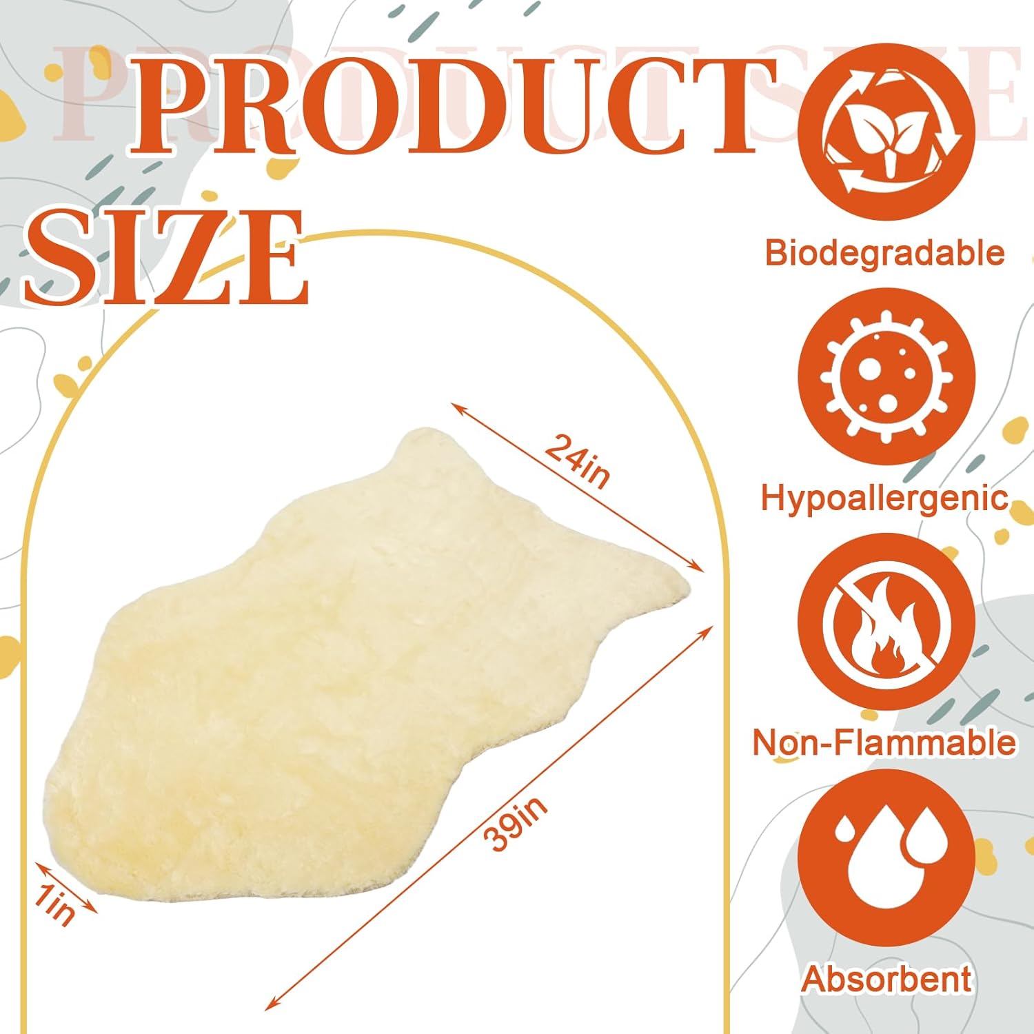 Beige Sheepskin Rug for Chair Sofa Couch Seat Cover Faux Fur Sheepskin Throw Pad Soft Fluffy Shaggy Living Room Bedroom Bedside Dorm Area Decor, Large Size (2 x 3.25 Ft) - Image 2