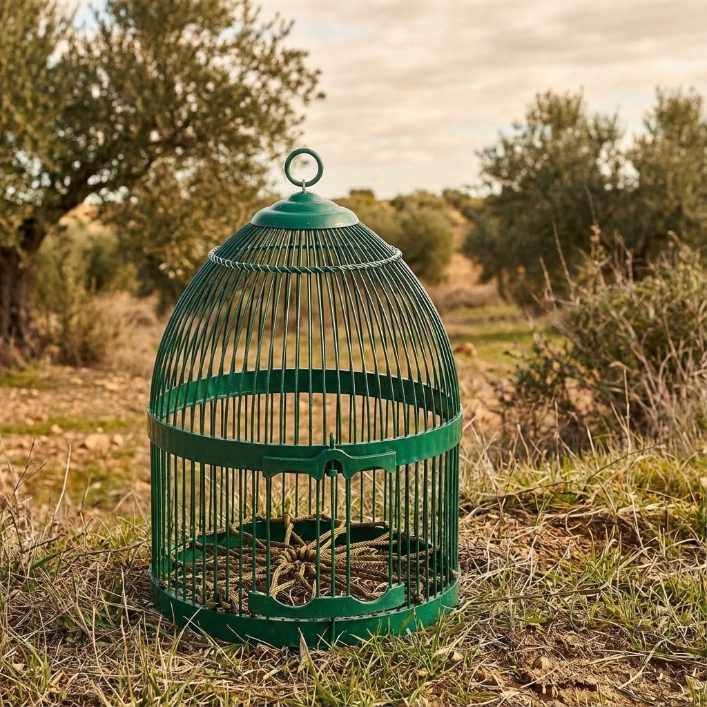 Suinga Jaula para Pájaros Redonda 23x35 cm - Jaula de Reclamo para Perdices Aves, Verde