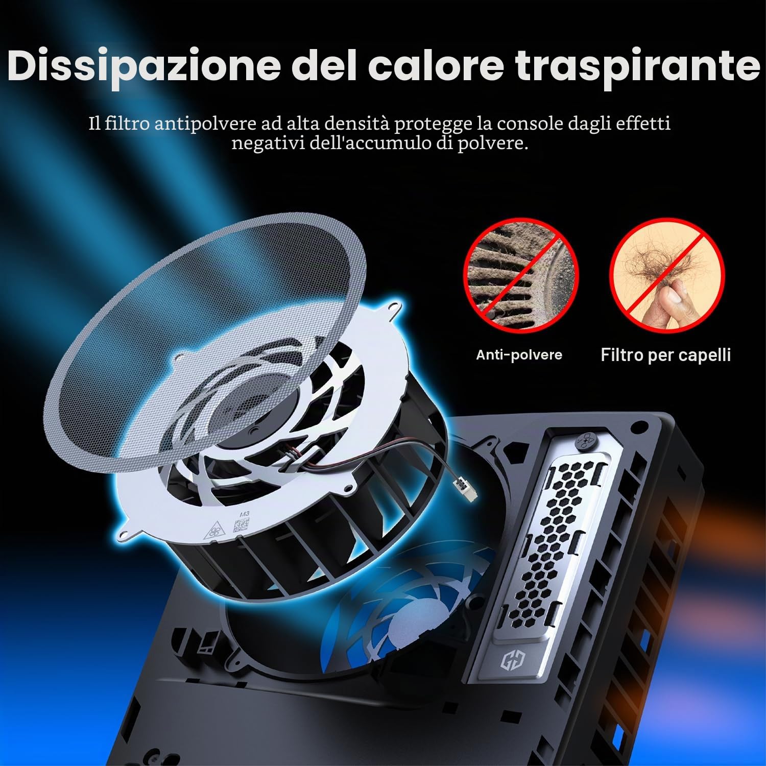 GRAUGEAR Set di Protezione Antipolvere I Filtro Antipolvere per Ventola & Copertura per SSD Raffreddamento per PS5 Slim & Pro [PS5 Care] Protezione Porte & Ventole dalla Polvere I Protezione SSD M2