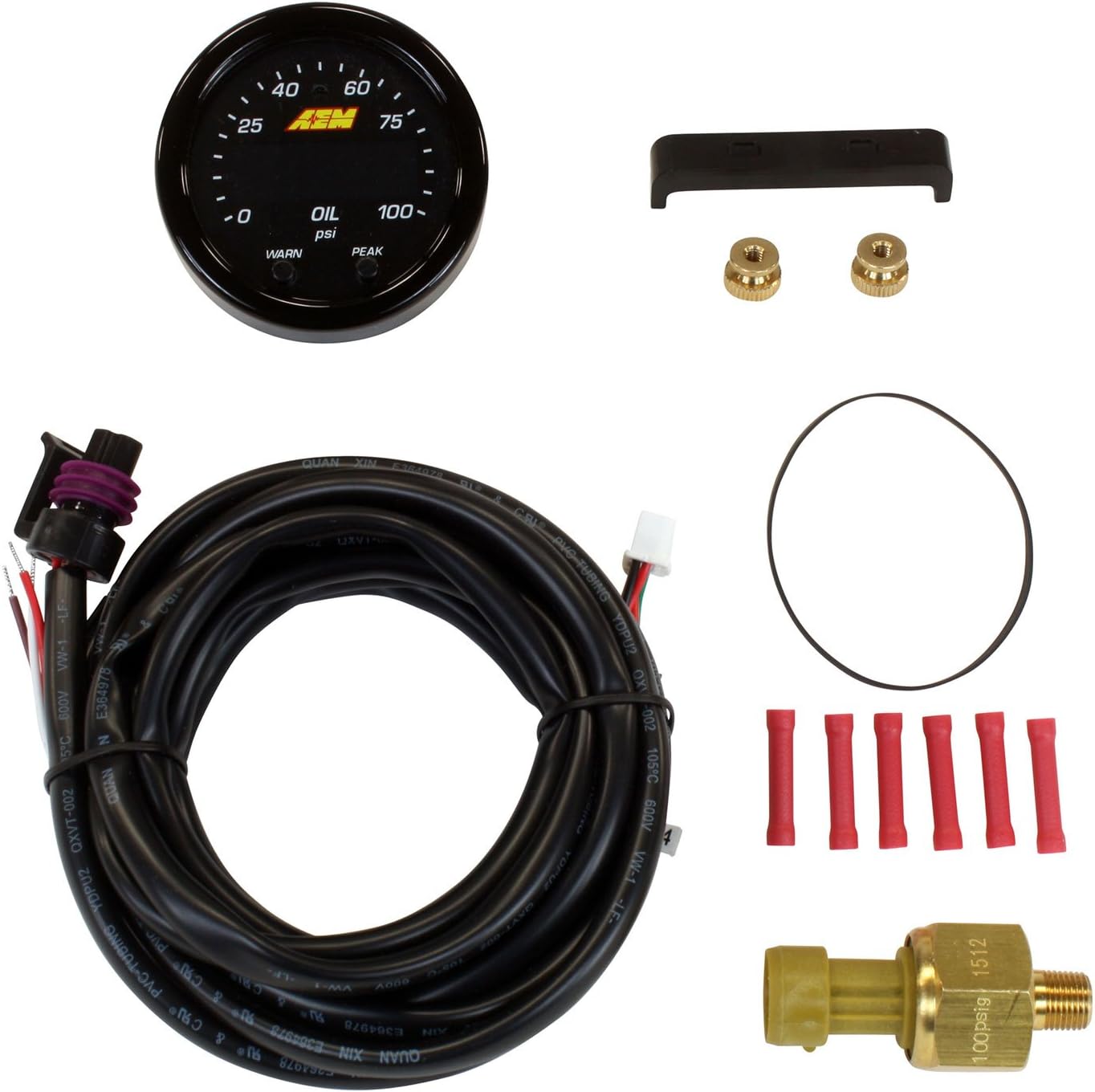 AEM 30-0301 52MM X-SERIES OIL/FUEL PRESSURE GAUGE 100PSI 7BAR W/ WHITE FACE KIT