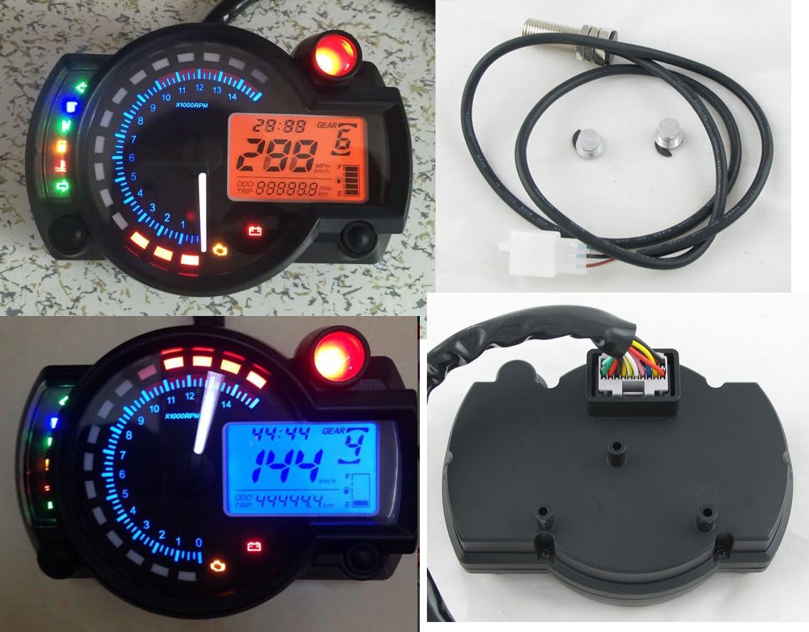 Goldenapplestore - 299 km/h LCD Digital Speedometer Tachometer Odometer Motorcycle EFI Mph Km/h 14000 rpm
