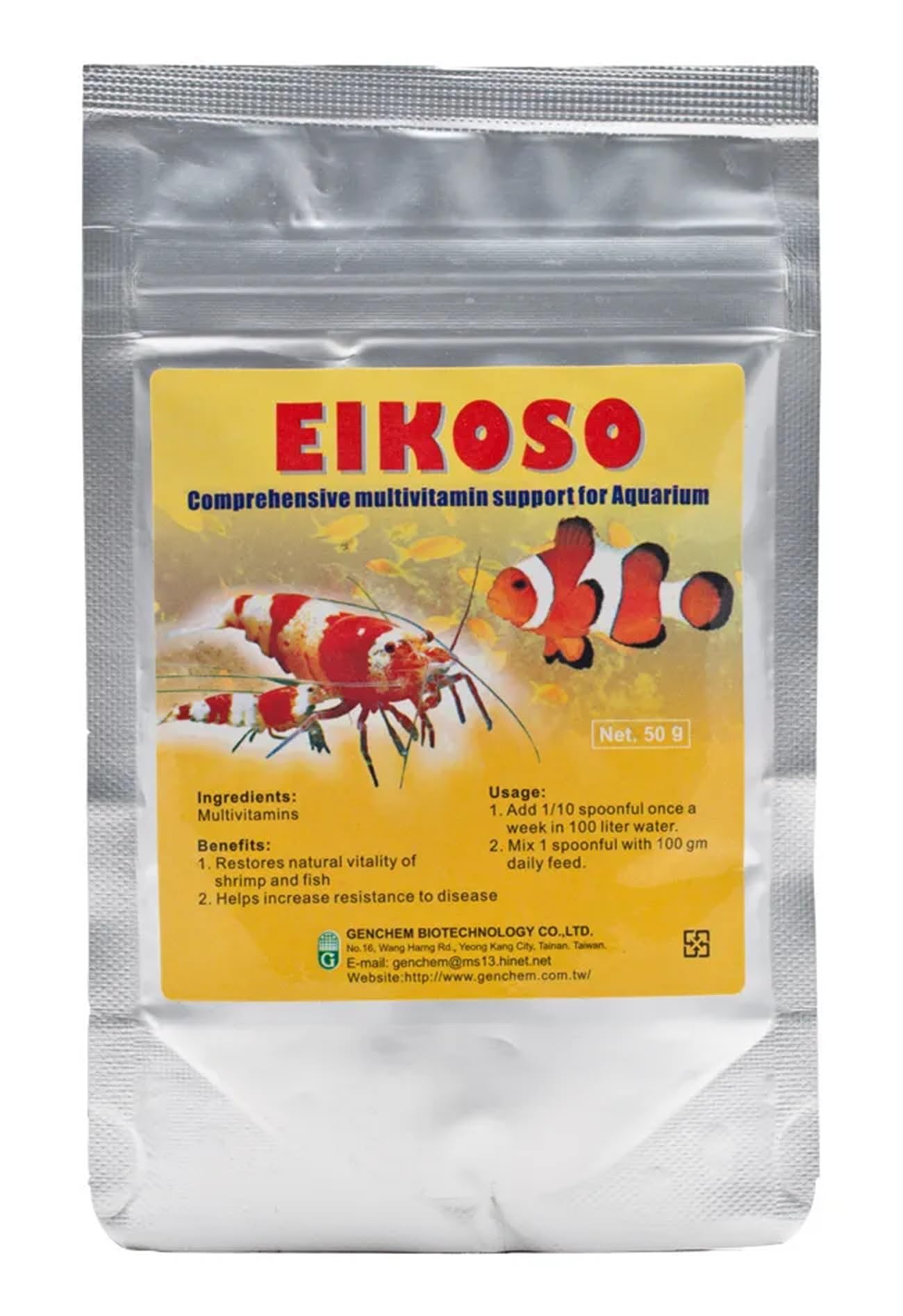Genchem Eikoso | 50g - Keep shrimps healthy and vital | Restores the natural vitality of shrimps