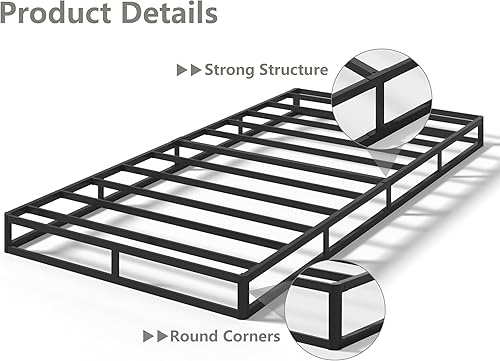 Miniatura 4 de Qingzhou Somier de Caja de Muelles Individual, Somier de Caja de Muelles Metálico de 5 Pulgadas de Altura Solo para Individual, Base de Colchón 5