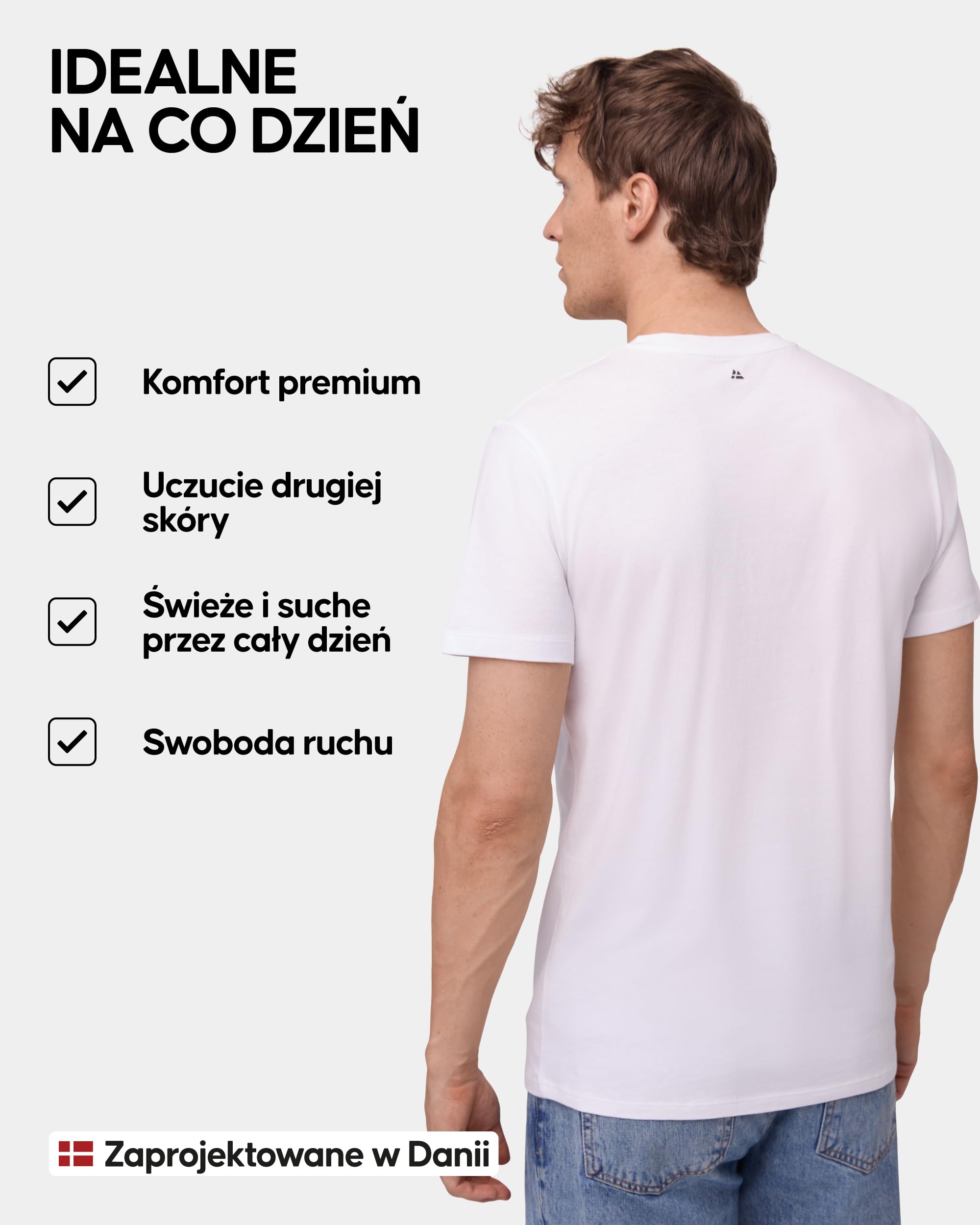 DANISH ENDURANCE Koszulka Męska, Bawełna Organiczna, V-Neck - Biały - 4pack, M