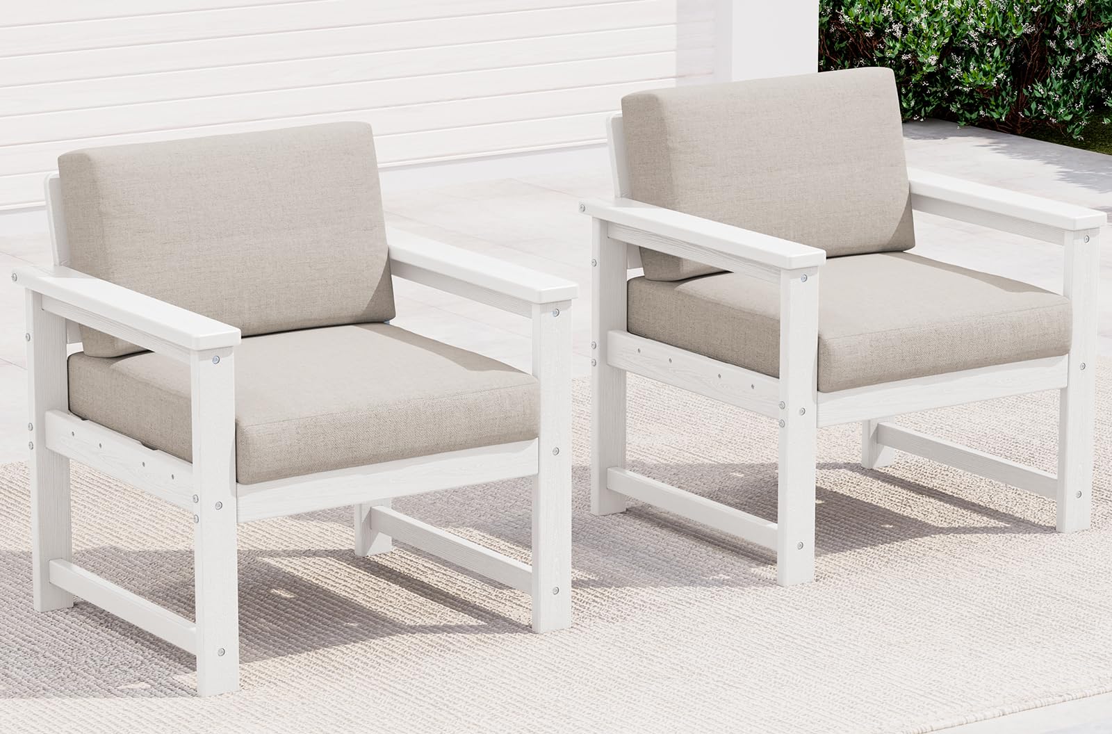 SERWALL 2 Pieces HDPE Cushioned Single Adirondack Armchair Sofa Set
