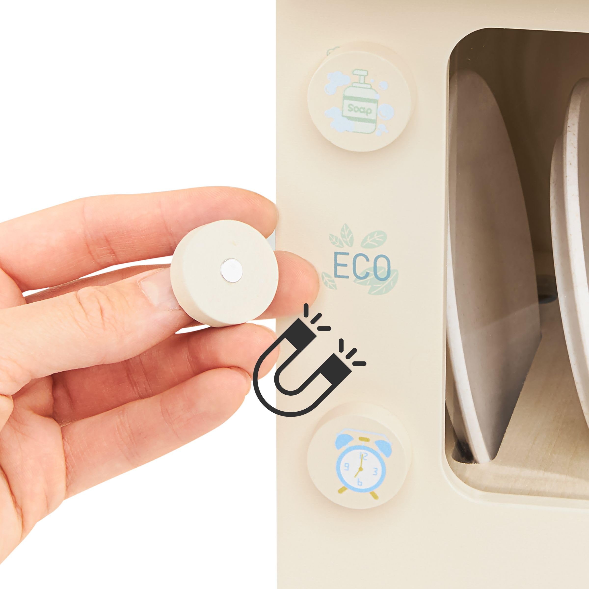 Mamabrum Lavastoviglie Giocattolo in Legno per Bambini - Cucina Giocattolo Legno con 6 Accessori Magnetici - Set Educativo da Cucina per Bambini con Pulsanti Interattivi, da 3 Anni