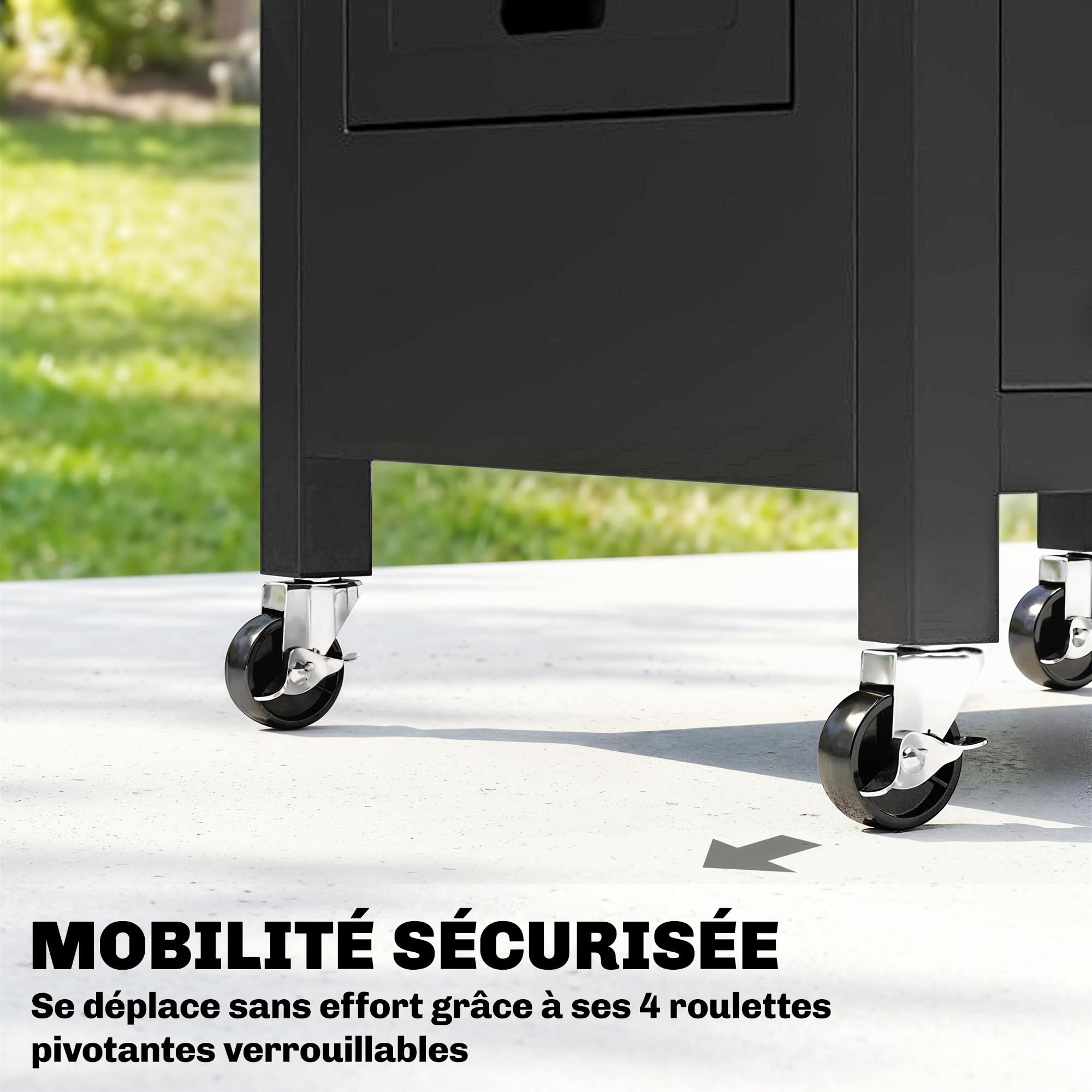 Outsunny Desserte jardin chariot de barbecue sur roulettes îlot de cuisine plateau en acier inoxydable placard Porte-Serviettes, Ouvre-Bouteille 140,5 x 68 x 89 cm Noir
