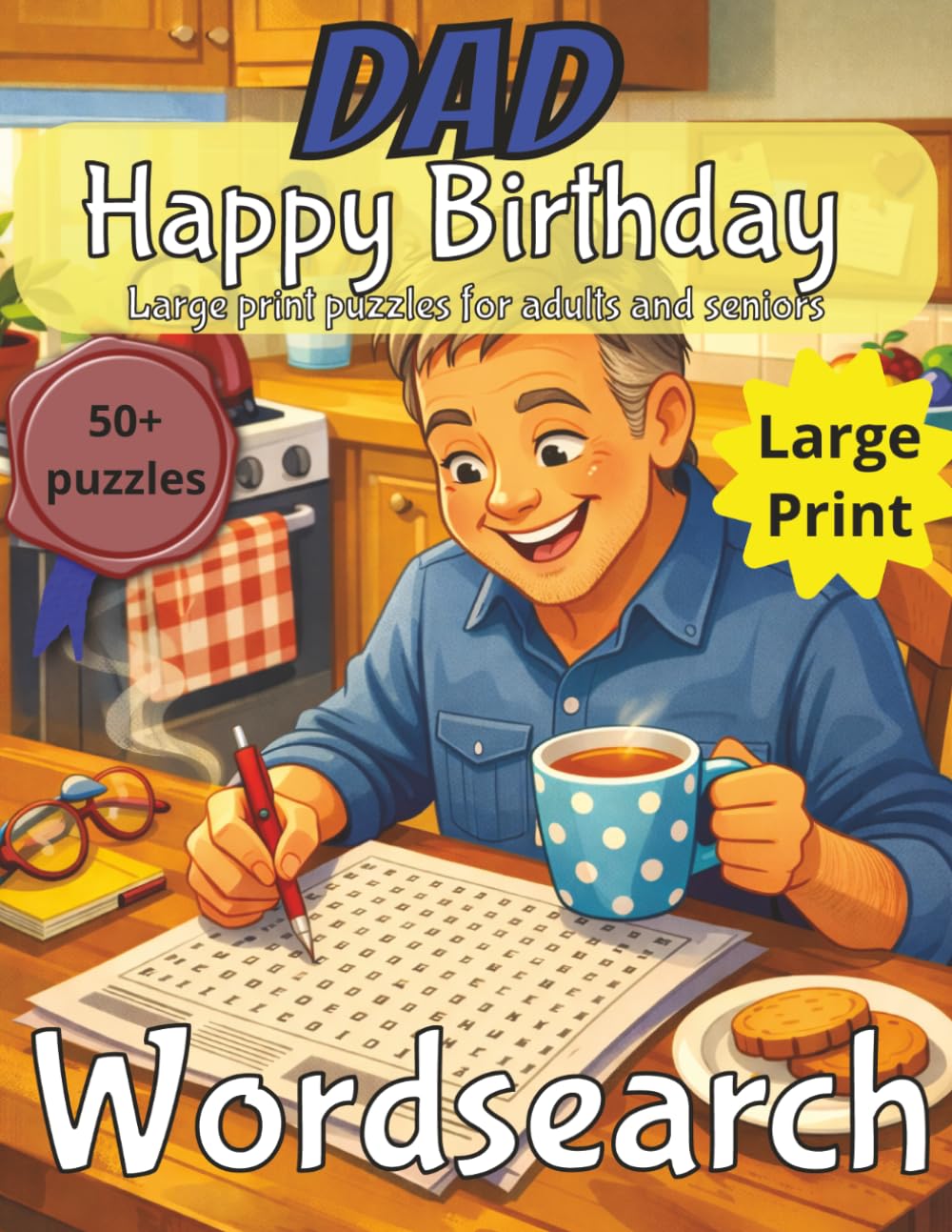 Happy Birthday Dad Word Search Puzzle Book: Birthday Gift for Dad UK | Wordsearch | Gifts for Men | Present for Senior | Present for Grandad | ... | Large Print | Wordsearch | Gift for Dad