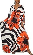 Bsubseach Women Floral Print Kaftan Dresses Plus Size Bathing Suit Cover Up Moo Moos Caftan Beach Dress for Swimwear Summer