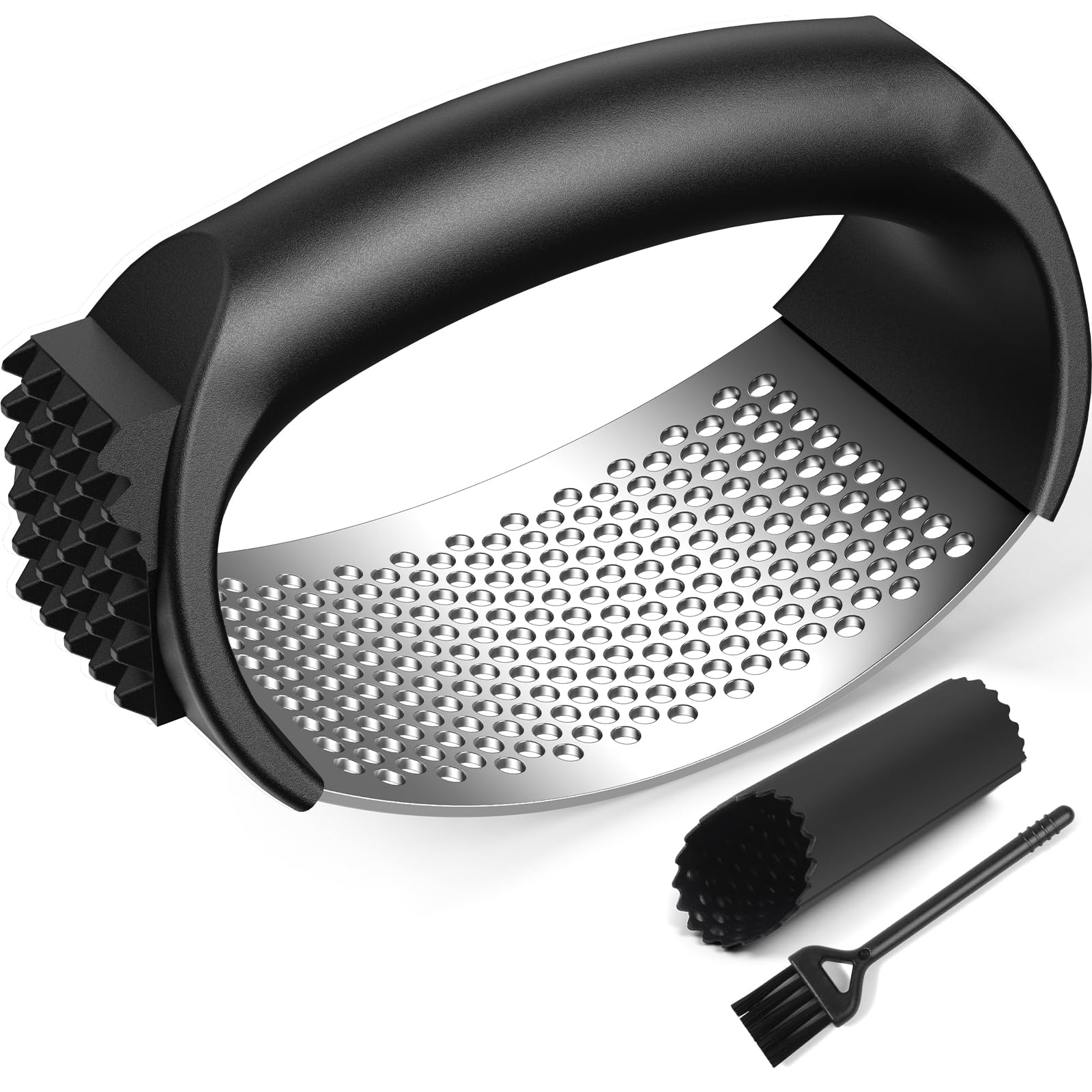 Photo 1 of Garlic Press Rocker Set with Garlic Peeler & Cleaning Brush,Stainless Steel Garlic Mincer Crusher,Easy Kitchen Gadget for Effortless Smashing,Kitchen Essentials,Home and Kitchen Utensils Accessories