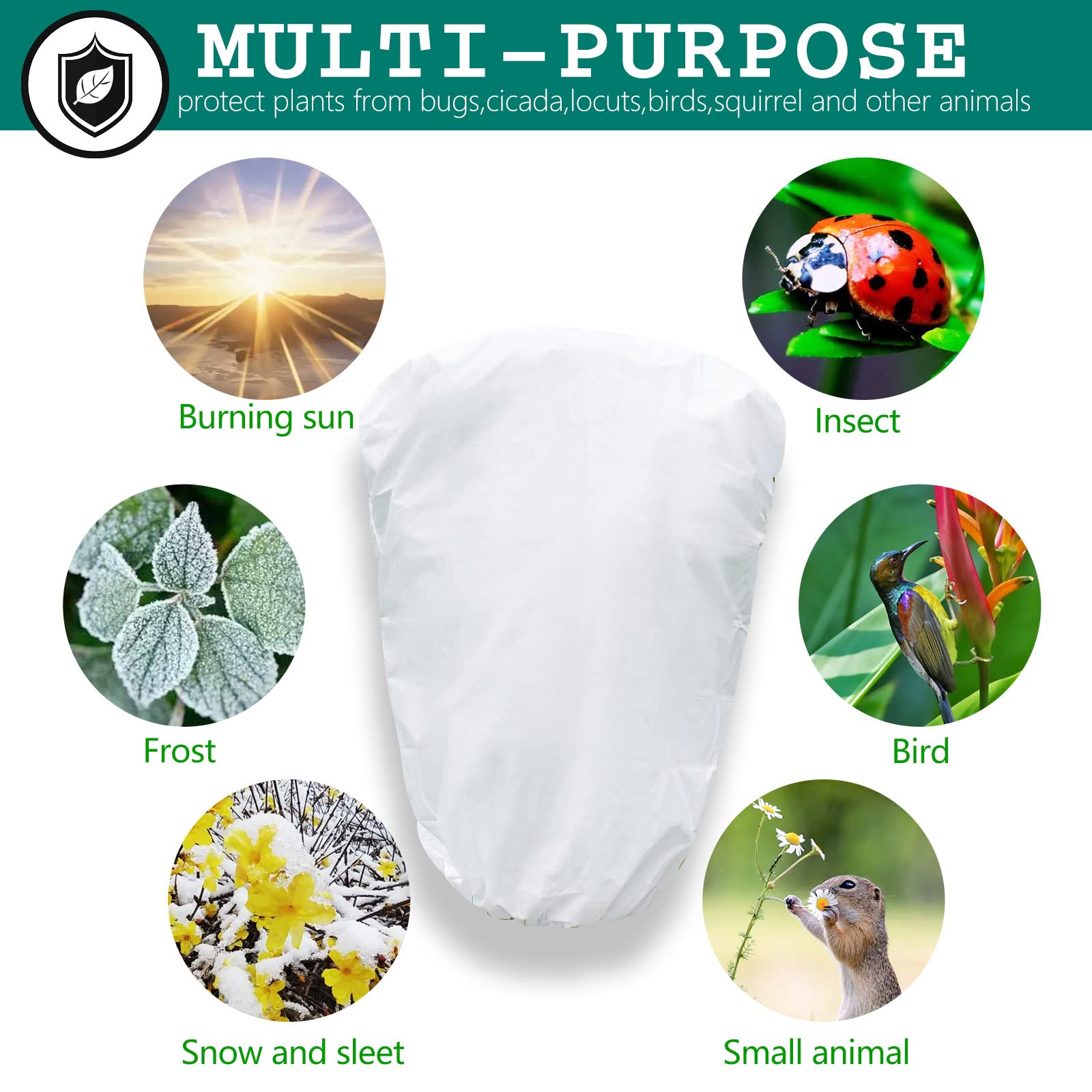 KXCOFTXI 2 cubiertas para plantas, protección contra congelación, mantas para plantas al aire libre