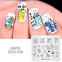 Vista 3 de KADS Plantilla de estampado de uñas lindas placas de diseño de imagen para decoración de uñas y bricolaje lindo dragón (ZOO006)