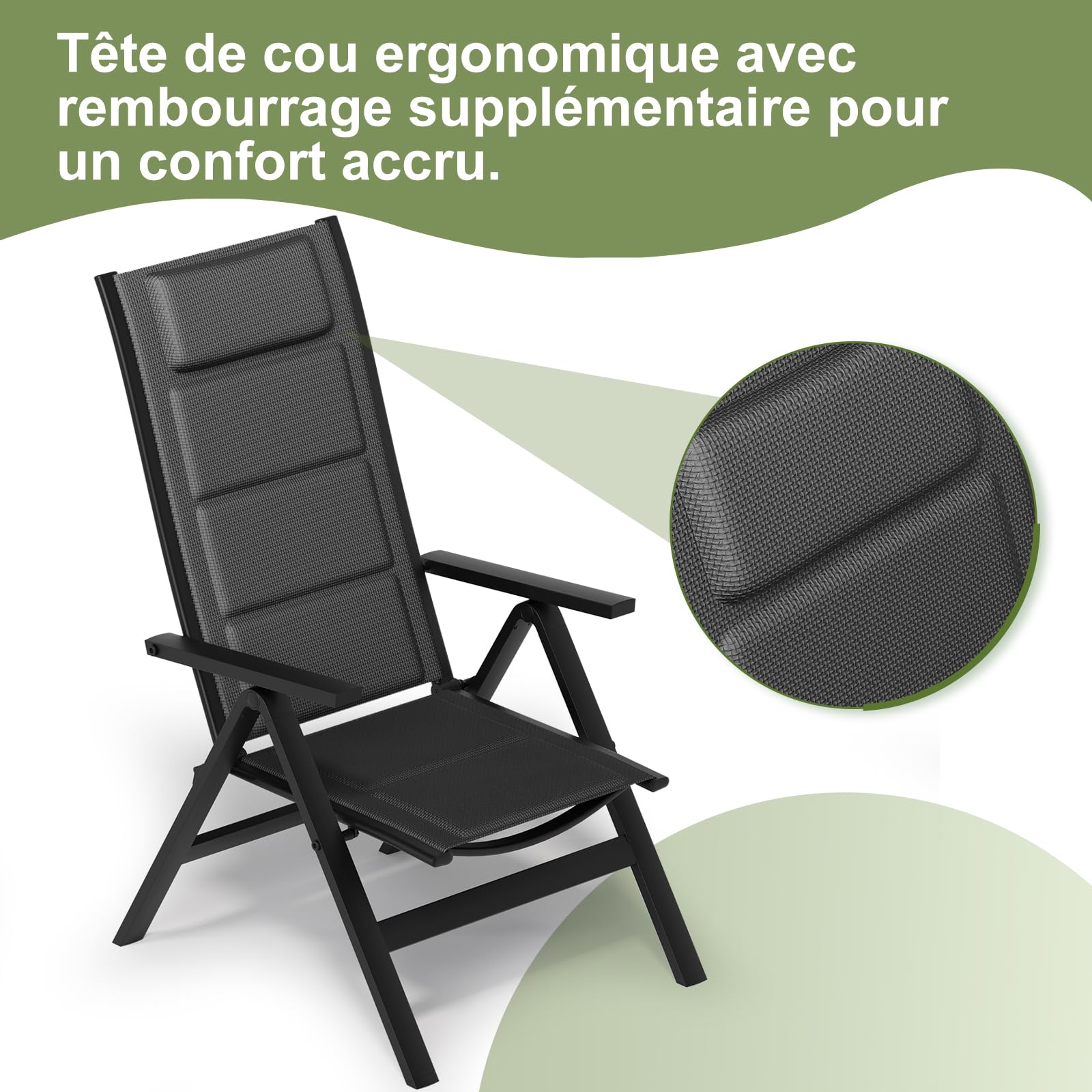 JUMMICO Salon de Jardin Extérieur : 1 Table en Aluminium Imitation Bois + 6 Chaises Longues Pliantes. Solide et Durable. Idéal pour Les Balcons, Les Jardins et Autres Espaces Extérieurs.