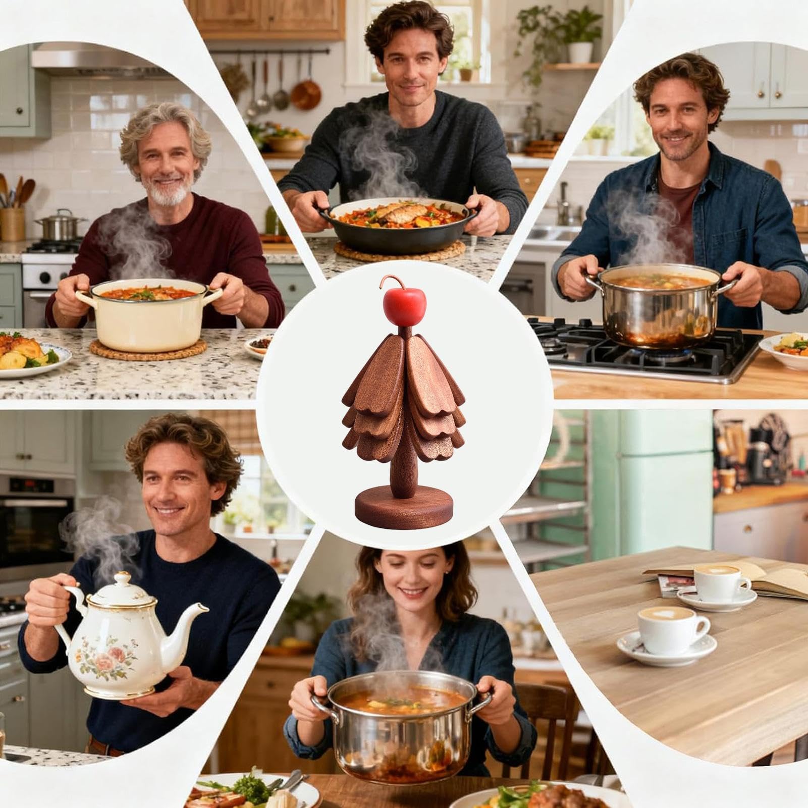 Dessous de Plat en Bois Accessoire de Cuisine Résistant à la Chaleur et