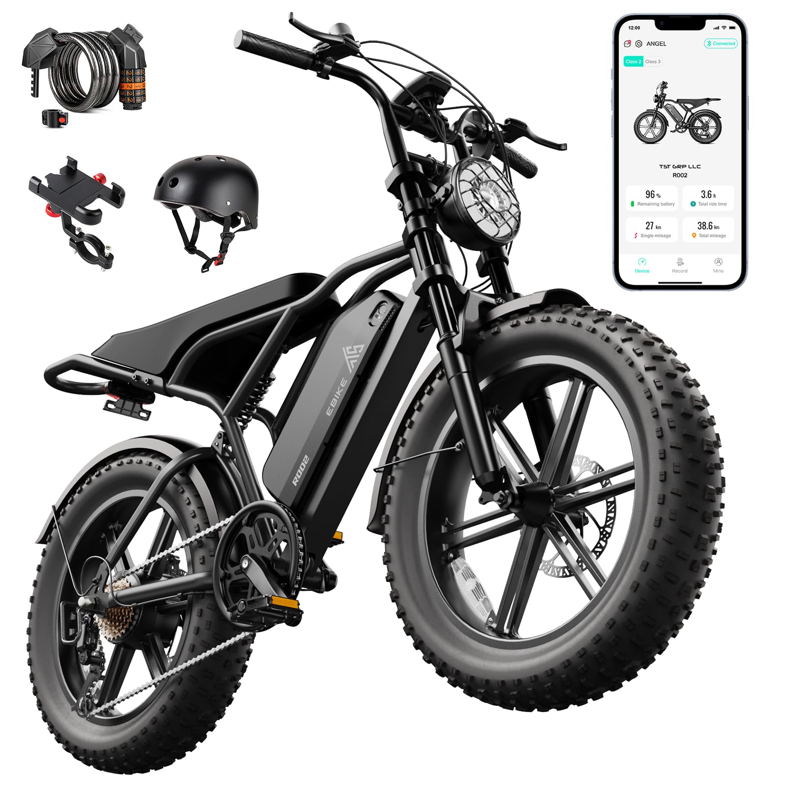 TST Electric Bike 48V 15/25Ah Battery 2000W Peak Motor, 20 * 4.0 Fat Tire