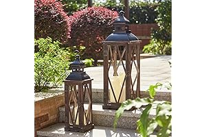 Glitzhome Front Porch Lanterns, 2 Pack Rustic Farmhouse Decorative Candle Lanterns, Vintage...