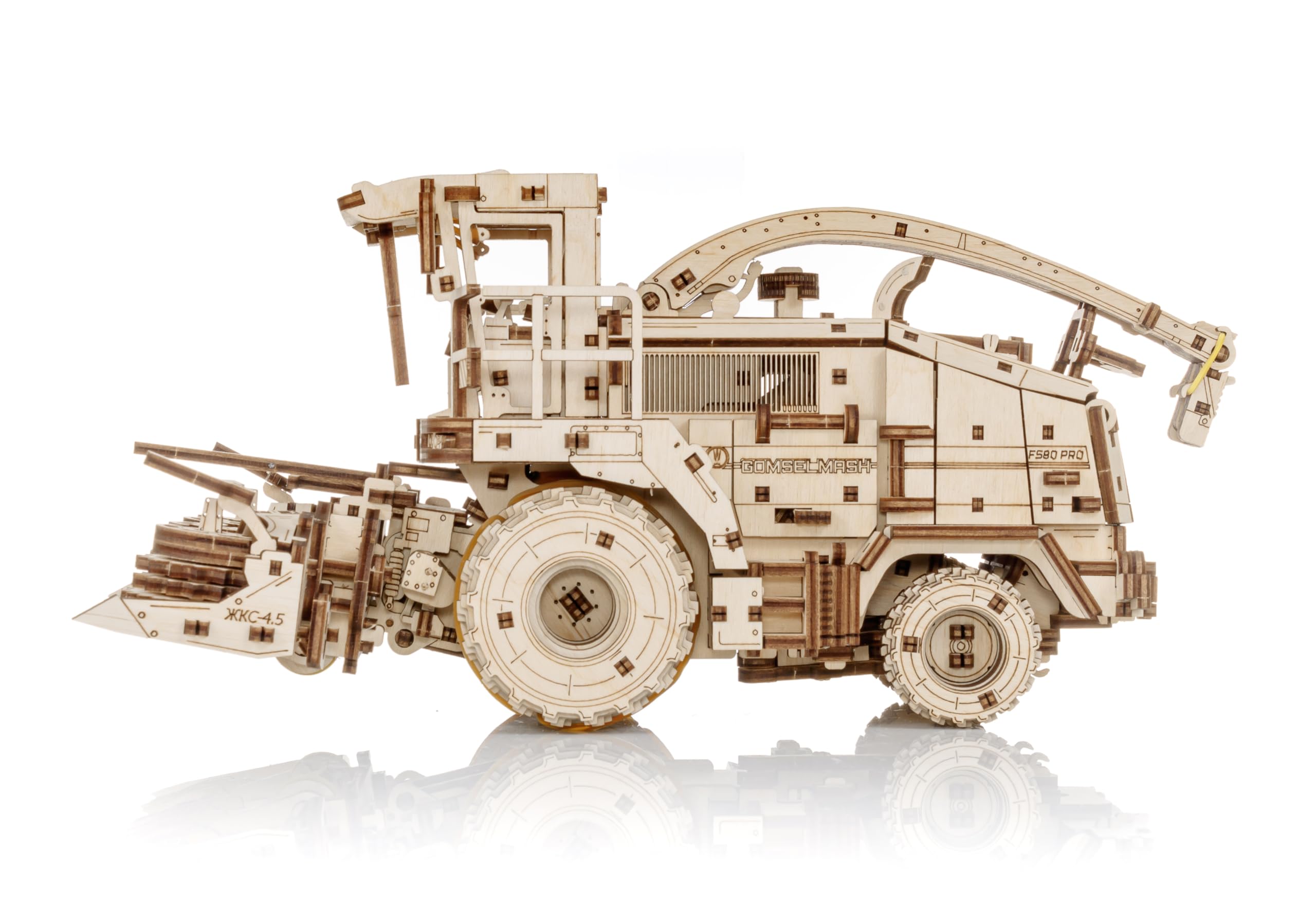 EWA Eco-Wood-Art - 3D-Holzpuzzle für Jugendliche und Erwachsene, 14+ - ERNTEMASCHINE FS80 - DIY-Bausatz, Selbstmontage, kein Kleber erforderlich - 580 Stück